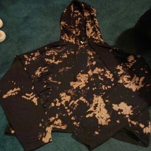 2XL F21+ cropped black with bleach and decorative frayed holes